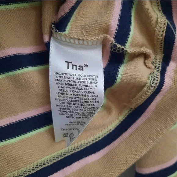 Aritzia TNA Striped Tan Long-Sleeve Crop Top - Picture 6 of 6